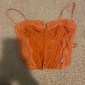 Cute rusty brown color corset crop top